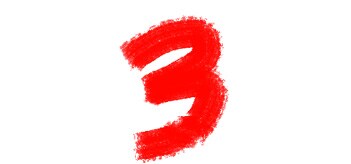 Un numéro trois en rouge.
