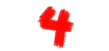 Un numéro quatre en rouge.
